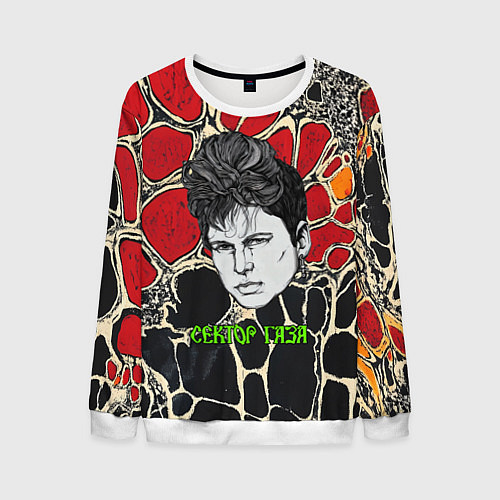 Мужской свитшот Сектор Газа рисованный портрет Юры Хоя / 3D-Белый – фото 1
