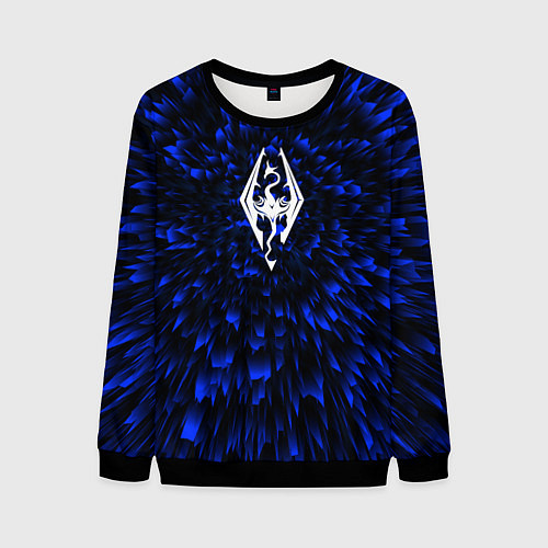 Мужской свитшот Skyrim blue energy / 3D-Черный – фото 1