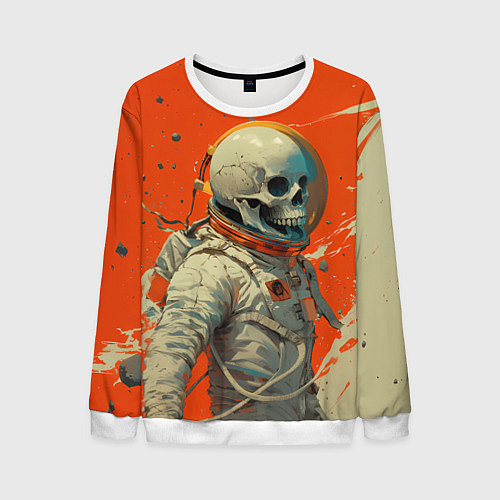 Мужской свитшот Скелет космонавт и краска на фоне / 3D-Белый – фото 1