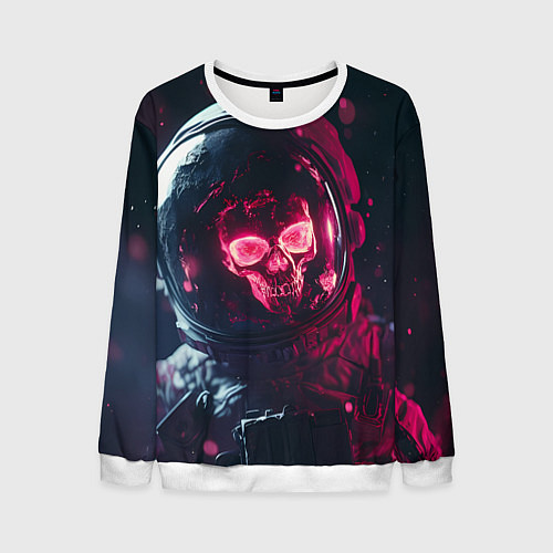 Мужской свитшот Красный череп в скафандре космонавта / 3D-Белый – фото 1