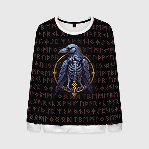 Мужской свитшот Ворон и руны / 3D-Белый – фото 1