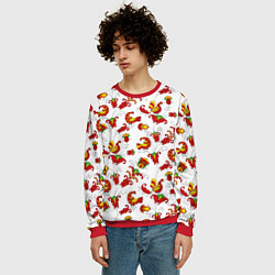 Свитшот мужской Русский народный орнамент в стиле росписей Северно, цвет: 3D-красный — фото 2