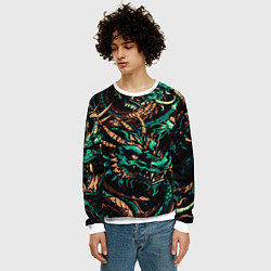 Свитшот мужской Японские драконы ирезуми, цвет: 3D-белый — фото 2