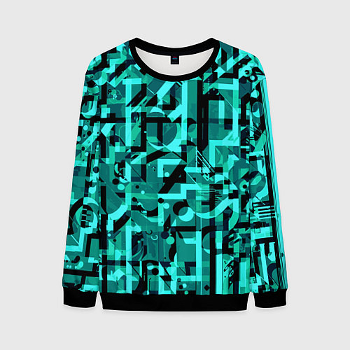 Мужской свитшот Неоновый голубой объёмный эффект / 3D-Черный – фото 1