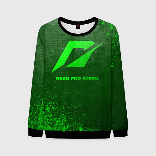 Мужской свитшот Need for Speed - green gradient / 3D-Черный – фото 1