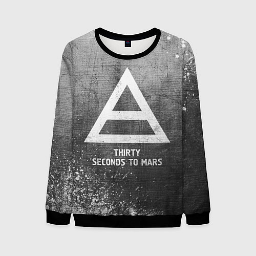 Мужской свитшот Thirty Seconds to Mars - grey gradient / 3D-Черный – фото 1