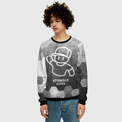 Свитшот мужской Stumble Guys - grey gradient, цвет: 3D-черный — фото 2