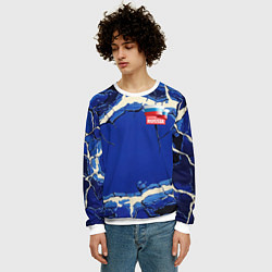 Свитшот мужской Russia blue abstract, цвет: 3D-белый — фото 2