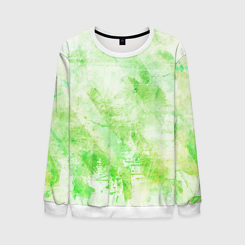 Мужской свитшот Абстракция - light green atom / 3D-Белый – фото 1