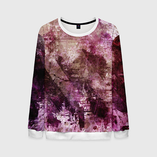 Мужской свитшот Абстракция - dark trash atom with violet / 3D-Белый – фото 1