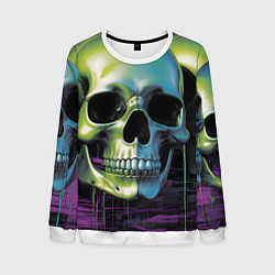 Свитшот мужской Черепа отливающие неоном, цвет: 3D-белый