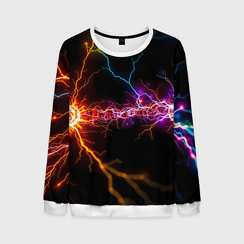 Мужской свитшот Две неоновые вспышки / 3D-Белый – фото 1