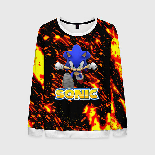 Мужской свитшот Sonic огенная текстура / 3D-Белый – фото 1