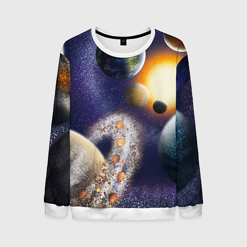 Мужской свитшот Парад планет / 3D-Белый – фото 1