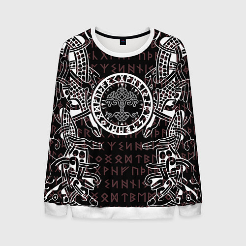 Мужской свитшот Дерево жизни и древние руны / 3D-Белый – фото 1