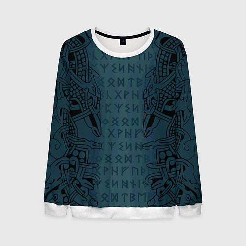 Мужской свитшот Руны и скандинавская татуировка Одина / 3D-Белый – фото 1