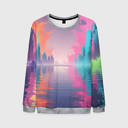 Свитшот мужской Город в розовом тумане, цвет: 3D-меланж