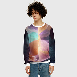 Свитшот мужской Космическая круглая абстракция, цвет: 3D-белый — фото 2