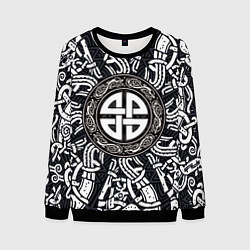 Свитшот мужской Узел защиты воинов и кельтские узоры, цвет: 3D-черный