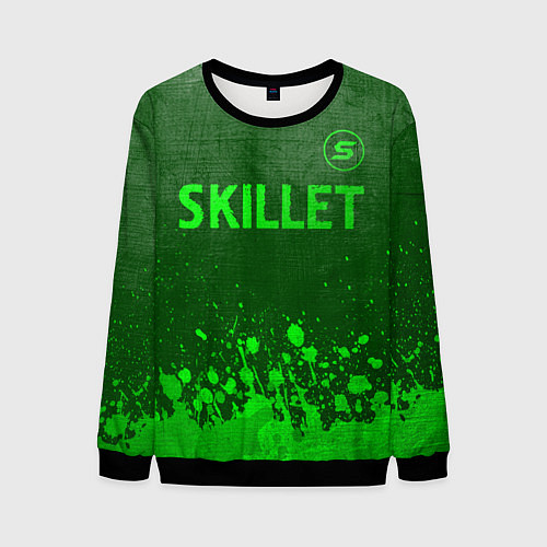 Мужской свитшот Skillet - green gradient посередине / 3D-Черный – фото 1