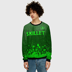Свитшот мужской Skillet - green gradient посередине, цвет: 3D-черный — фото 2