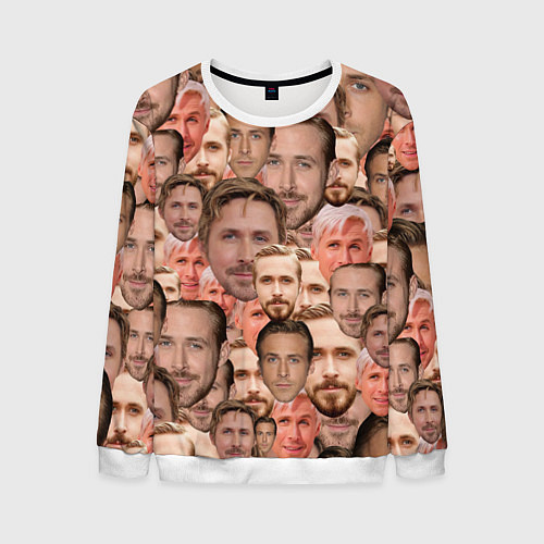 Мужской свитшот Лица Райана Гослинга / 3D-Белый – фото 1