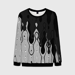Свитшот мужской Чёрно-белый абстракция стекающаяся, цвет: 3D-черный