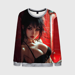 Свитшот мужской Девушка в черном белье, цвет: 3D-меланж