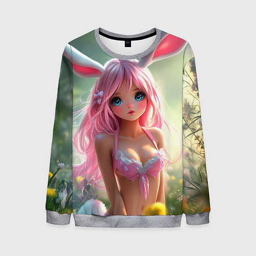 Мужской свитшот Девушка с ушками зайца / 3D-Меланж – фото 1