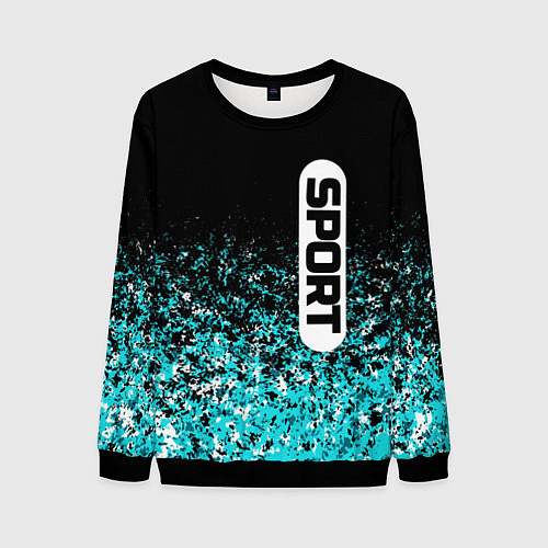 Мужской свитшот Sport чёрно-голубой пятнистый / 3D-Черный – фото 1