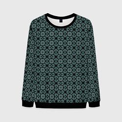 Свитшот мужской Чёрный с синим узором патерн, цвет: 3D-черный