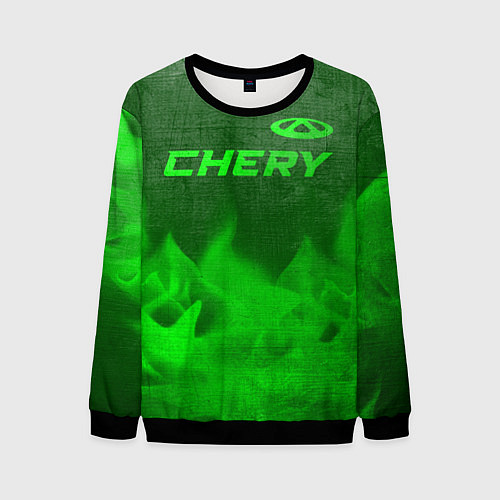Мужской свитшот Chery - green gradient посередине / 3D-Черный – фото 1