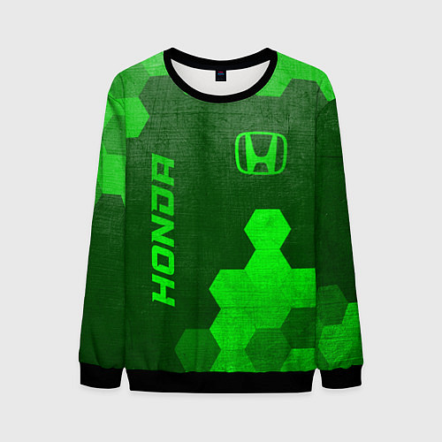 Мужской свитшот Honda - green gradient вертикально / 3D-Черный – фото 1