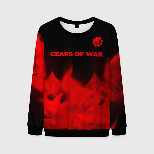 Мужской свитшот Gears of War - red gradient посередине / 3D-Черный – фото 1