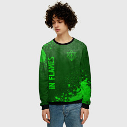Свитшот мужской In Flames - green gradient вертикально, цвет: 3D-черный — фото 2