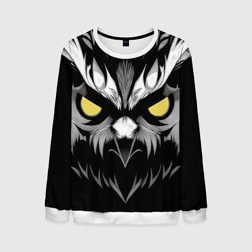Мужской свитшот Взгляд филина / 3D-Белый – фото 1