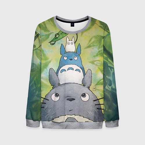 Мужской свитшот Тоторо в лесу акварель / 3D-Меланж – фото 1