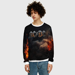 Свитшот мужской ACDC металлический лого, цвет: 3D-белый — фото 2