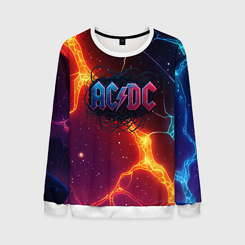 Мужской свитшот ACDC логотип в градиенте / 3D-Белый – фото 1
