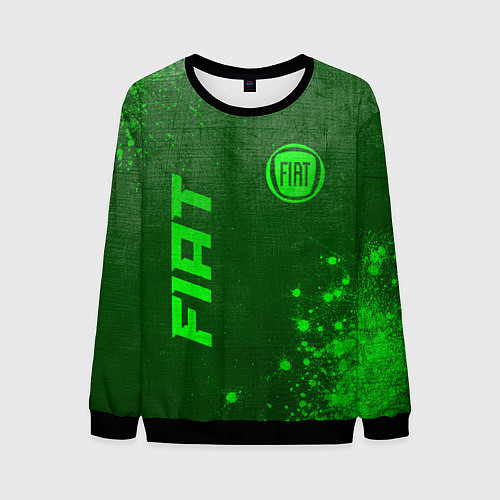 Мужской свитшот Fiat - green gradient вертикально / 3D-Черный – фото 1