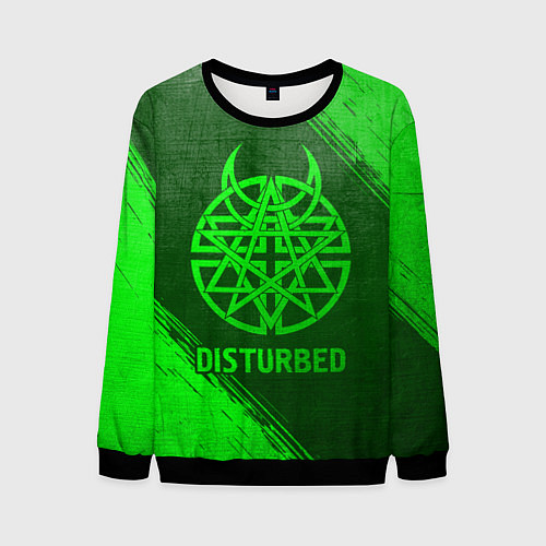 Мужской свитшот Disturbed - green gradient / 3D-Черный – фото 1
