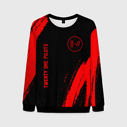 Свитшот мужской Twenty One Pilots - red gradient вертикально, цвет: 3D-черный