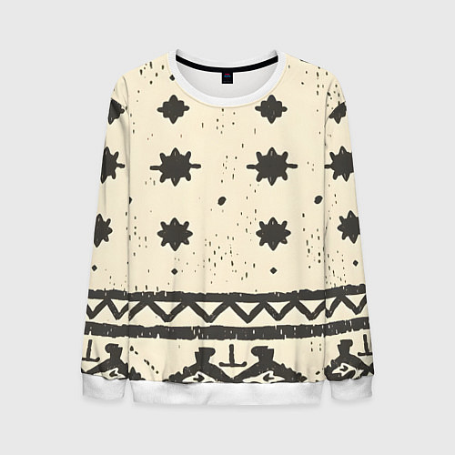 Мужской свитшот Африканские примитивные узоры / 3D-Белый – фото 1