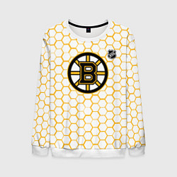 Свитшот мужской Бостон Брюинз - белые соты, цвет: 3D-белый