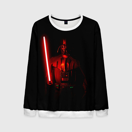 Мужской свитшот Вейдер в темноте с мечом / 3D-Белый – фото 1