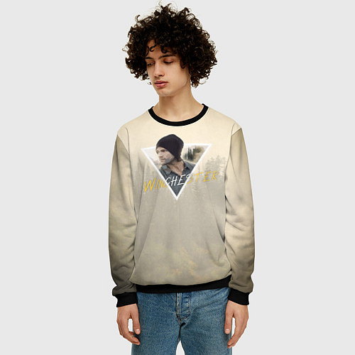 Мужской свитшот Sam winchester - supernatural / 3D-Черный – фото 3
