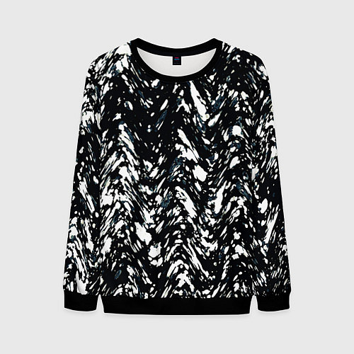 Мужской свитшот Искажённый пёстрый чёрно-белый / 3D-Черный – фото 1
