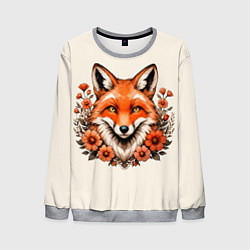 Мужской свитшот Japanese fox in flowers
