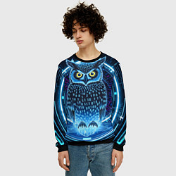 Свитшот мужской Виртуальный филин, цвет: 3D-черный — фото 2
