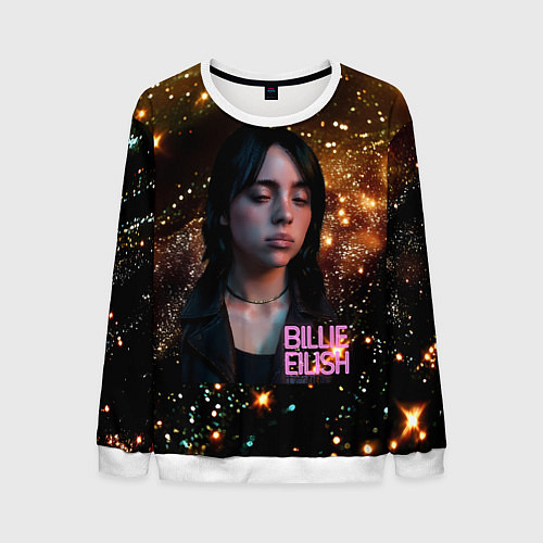 Мужской свитшот Билли Айлиш с блестками на фоне / 3D-Белый – фото 1